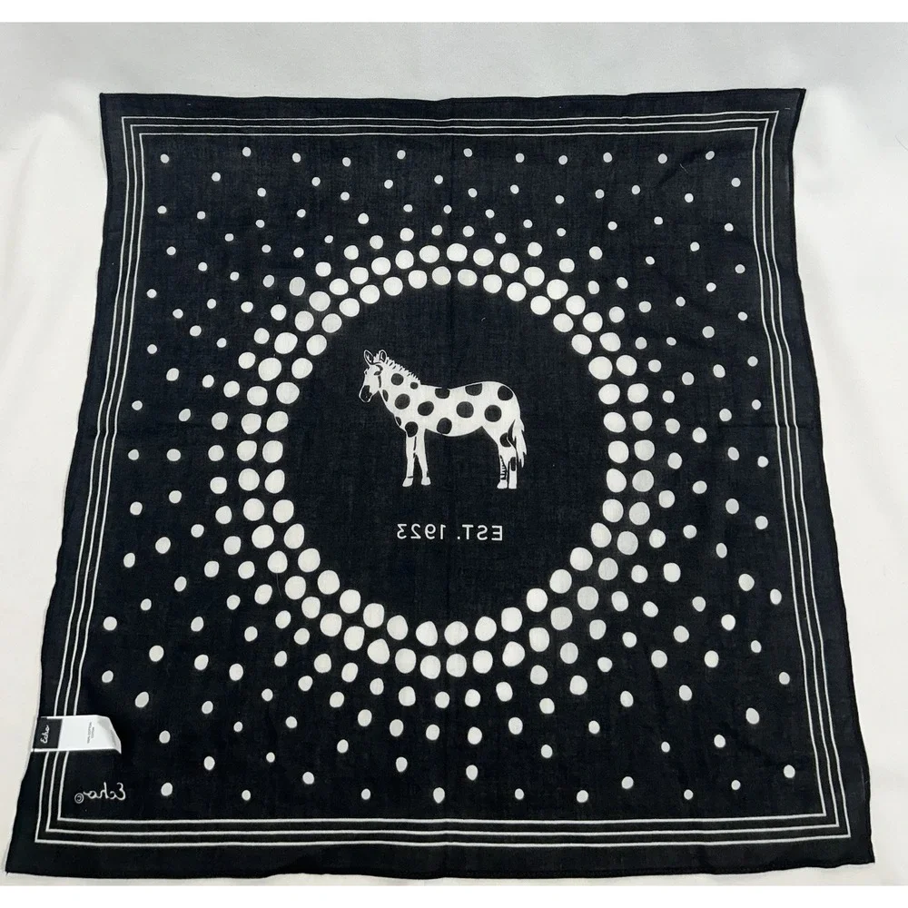 Echo Pocket Square Cotton 20x20 Donkey Print Preppy Cottagecore Handkerchief